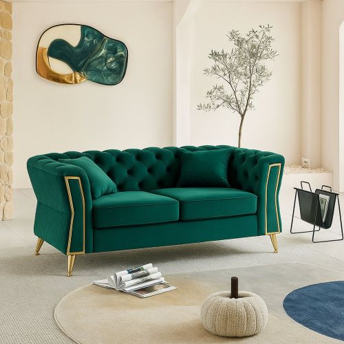 Divano 2 posti verde e oro 162x83x76h cm - Casio