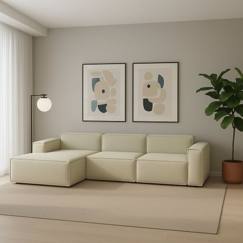 Divano 5 posti beige 300x170x70h cm - Alganibra