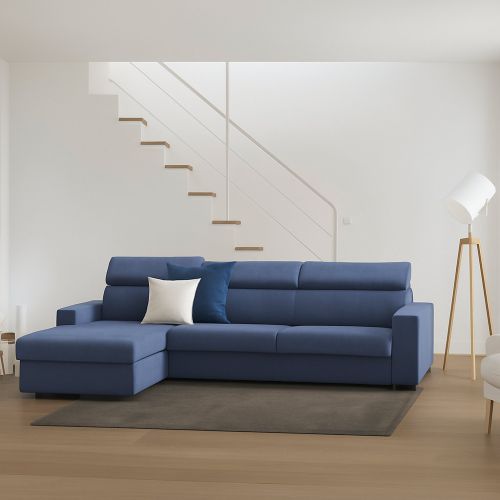 Divano angolare blu 280x95x85h cm - Akela
