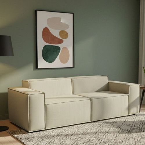 Divano con braccioli beige 220x95x70h cm - Lepidolite