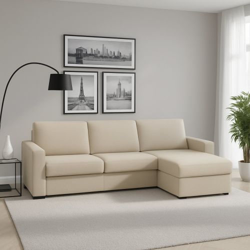 Divano con braccioli beige 260x95x90h cm - Azechiele