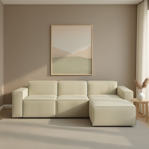 Divano con braccioli beige 300x170x70h cm - Ananas