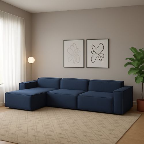 Divano con braccioli blu 340x170x70h cm - Atrillo