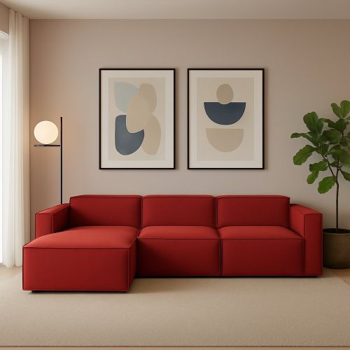 Divano con braccioli rosso 340x170x70h cm - Atrillo