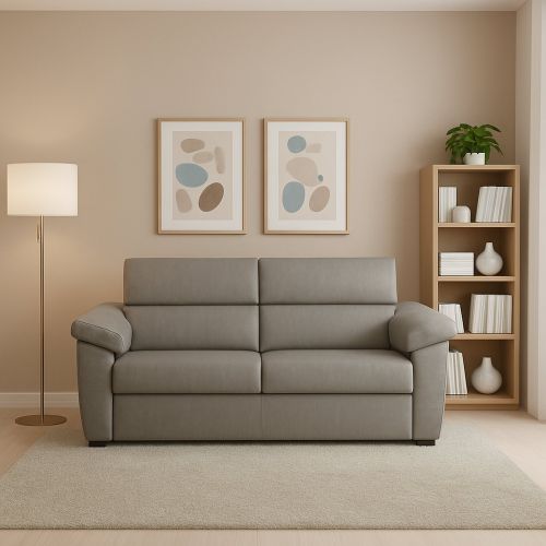 Divano con braccioli tortora 185x95x100h cm - Pisogne