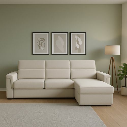 Divano con penisola beige 285x160x100h cm - Cintano