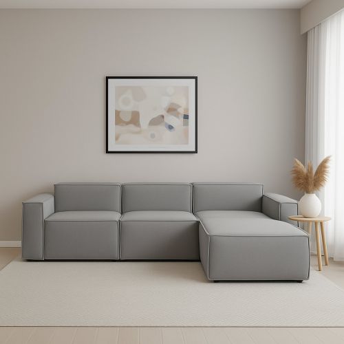 Divano con penisola grigio 300x170x70h cm - Ananas