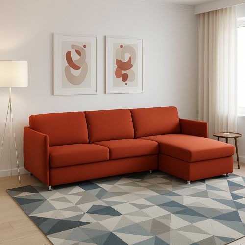 Divano design arancione 260x160x90h cm - Posina