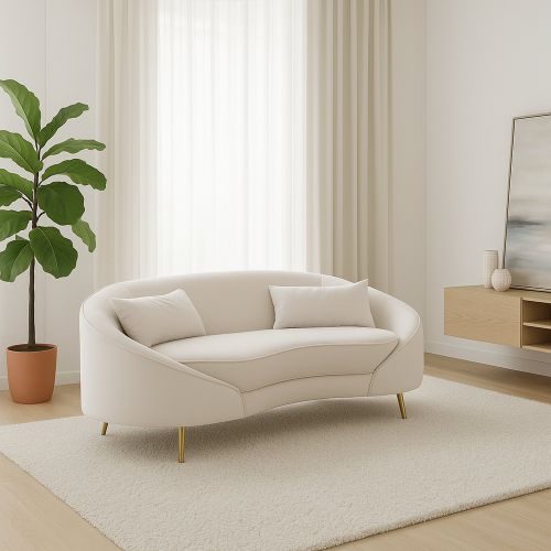 Divano design crema e oro 148x84x68h cm - Gupta