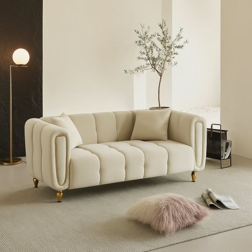 Divano design crema e oro 81x155x71h cm - Gandolfo