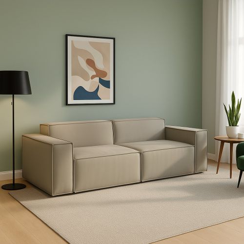 Divano elegante tortora 220x95x70h cm - Lepidolite