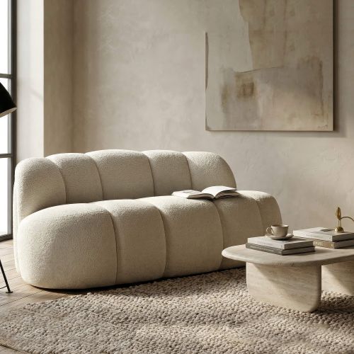 Divano Fisso 2 Posti Bianco Posti a Sedere 2 Materiale Struttura in Legno Nobilitato 82x58x147h cm, Altezza Seduta 40 cm - Alchi