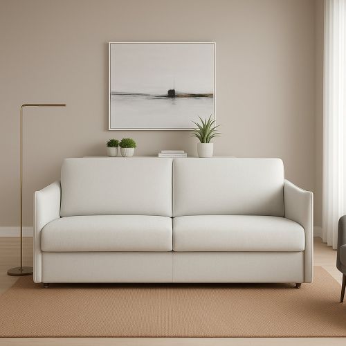 Divano Fisso 2 Posti Grigio Chiaro Sfoderabile Idrorepellente 180x95x90h cm, Lavabile Made in Italy - Varedo