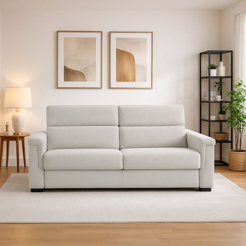 Divano Fisso 2 Posti Grigio Chiaro Sfoderabile Idrorepellente 185x95x100h cm, Lavabile Made in Italy - Lapio