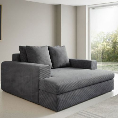 Divano Fisso 2 Posti Grigio Scuro Cuscini Sfoderabili Braccioli 162x167x86h cm, Posti a Sedere 2 - Comazzo