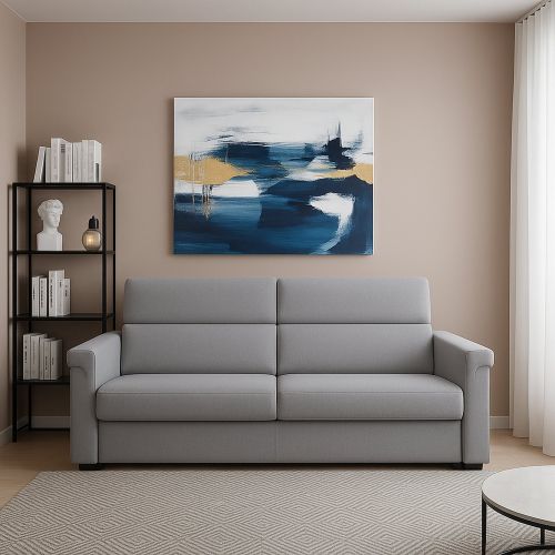Divano Fisso 2 Posti Grigio Sfoderabile Idrorepellente 205x95x100h cm, Lavabile Made in Italy - Flaibano