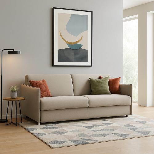 Divano Fisso 2 Posti Grigio Tortora Sfoderabile Idrorepellente 180x95x90h cm, Lavabile Made in Italy - Varedo