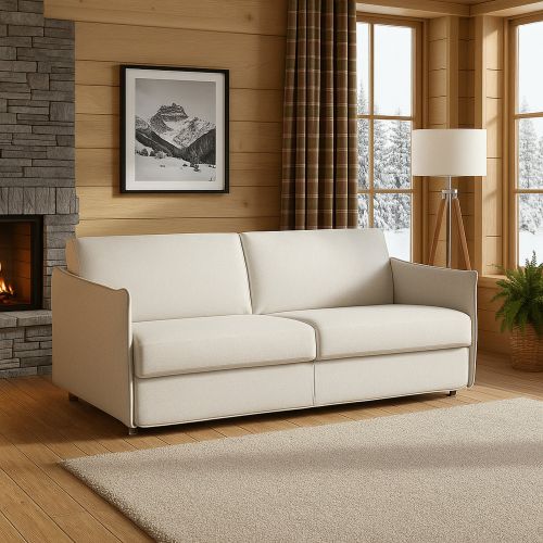 Divano fisso 2 posti Monleale, 160x95 h90 cm, Beige