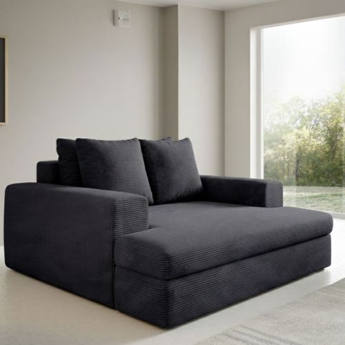 Divano Fisso 2 Posti Nero Cuscini Sfoderabili Braccioli 162x167x86h cm, Posti a Sedere 2 - Comazzo