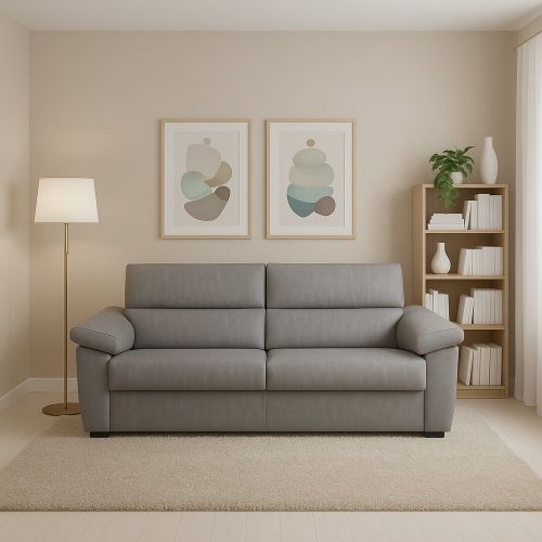 Divano fisso 2 posti Pisogne, 185x95 h100 cm, Grigio