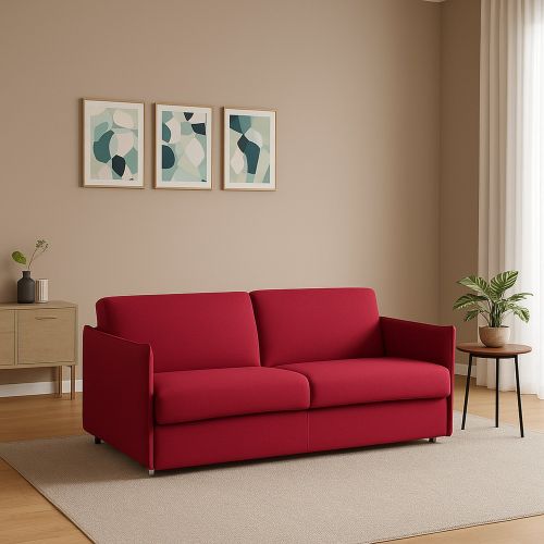 Divano Fisso 2 Posti Rosso Sfoderabile Idrorepellente 160x95x90h cm, Lavabile Made in Italy - Monleale