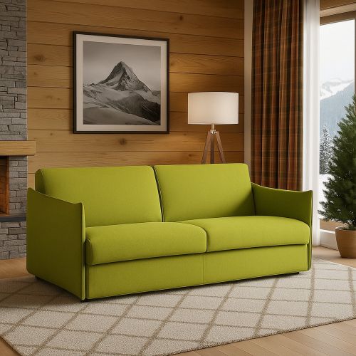 Divano Fisso 2 Posti Verde Sfoderabile Idrorepellente 160x95x90h cm, Lavabile Made in Italy - Monleale