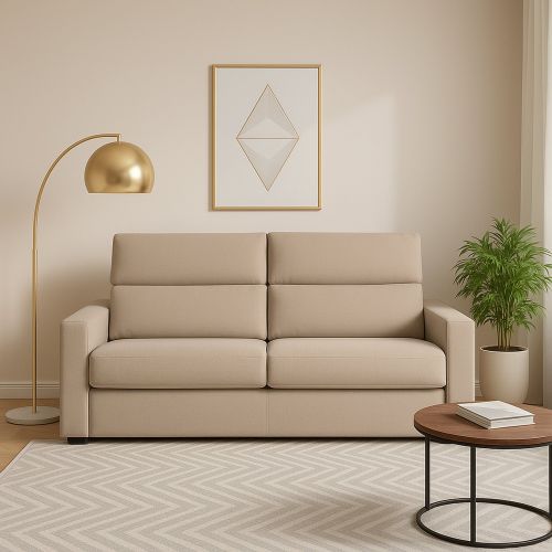 Divano fisso 2 posti Vialfre, 180x95 h100 cm, Tortora