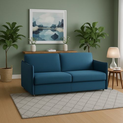 Divano Fisso 3 Posti blu Sfoderabile Lavabile 200x95 cm, Braccioli Made in Italy - Severo