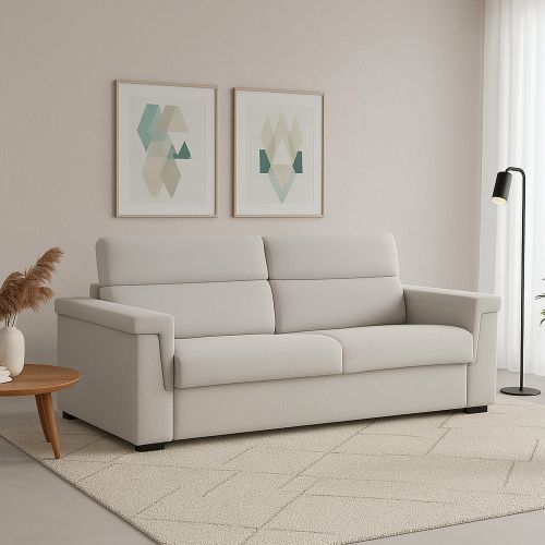 Divano fisso 3 posti Cantu, 225x95 h100 cm, Grigio chiaro