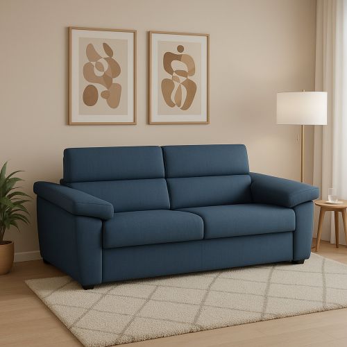 Divano fisso 3 posti Giffone, 225x95 h100 cm, Blu