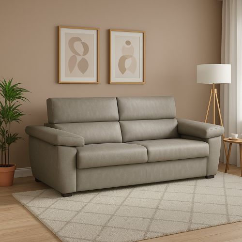 Divano fisso 3 posti Giffone, 225x95 h100 cm, Tortora