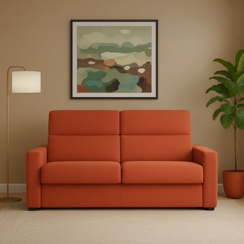 Divano fisso 3 posti Ozegna, 220x95 h100 cm, Arancione