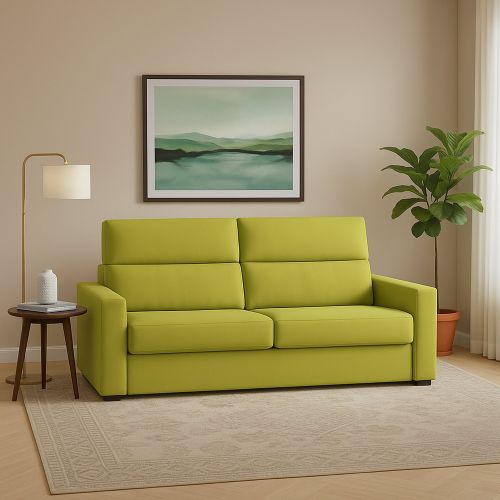 Divano Fisso 3 Posti Verde Sfoderabile Lavabile 220x95 cm, Braccioli Made in Italy - Ozegna
