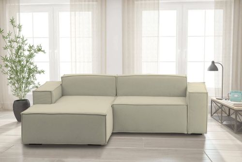 Divano fisso Daniela, Divano componibile a 2 posti large con penisola sinistra, 100% Made in Italy, Sofà moderno in tessuto, Cm 240x170h70, Beige
