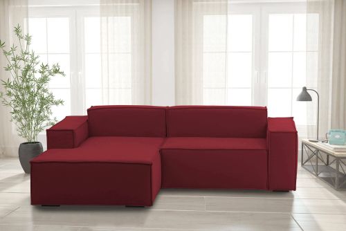 Divano fisso Daniela, Divano componibile a 2 posti large con penisola sinistra, 100% Made in Italy, Sofà moderno in tessuto, Cm 240x170h70, Rosso