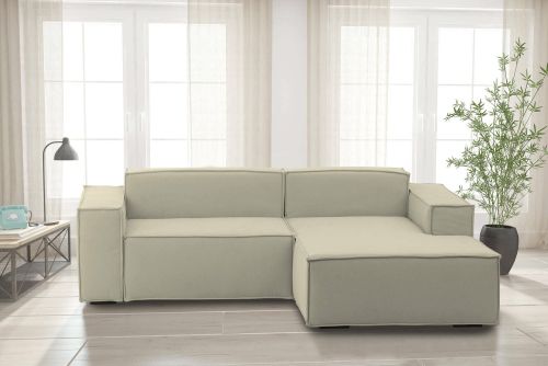 Divano fisso Lidia, Divano componibile a 2 posti large con penisola destra, 100% Made in Italy, Sofà moderno in tessuto, Cm 240x170h70, Beige