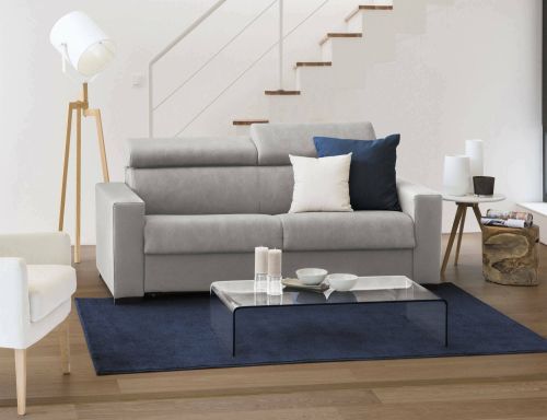 Divano fisso Monica, Divano a 2 posti Large, 100% Made in Italy, Sofà Soggiorno, in tessuto imbottito, con poggiatesta regolabili e Braccioli standard, Cm 200x95h85, Grigio