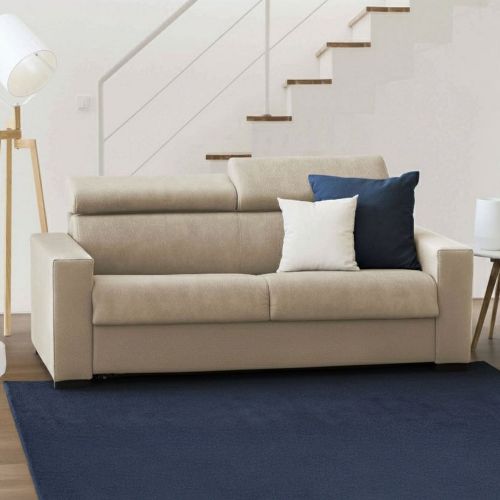 Divano in legno e ferro rivestito in tessuto beige 180x95x85h cm - Kiev