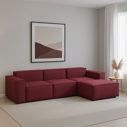 Divano in legno e ferro rivestito in tessuto rosso 300x170x70h cm - Ananas