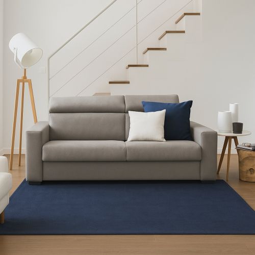Divano in legno e ferro rivestito in tessuto tortora 160x95x85h cm - Aggius