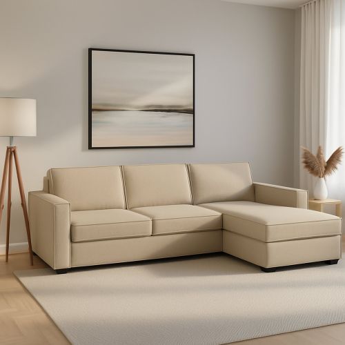 Divano in metallo rivestito in tessuto beige 260x95x90h cm - Assobasso