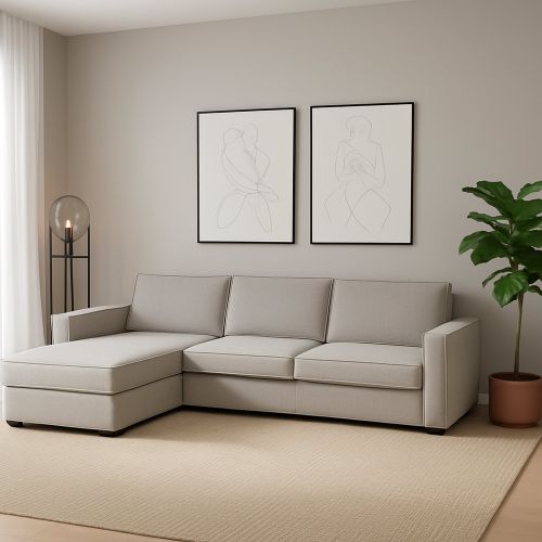 Divano in metallo rivestito in tessuto grigio 280x95x90h cm - Anila