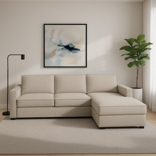 Divano in metallo rivestito in tessuto tortora 260x95x90h cm - Assobasso