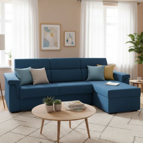Divano letto 2 piazze blu 285x160cm - Ganzaria