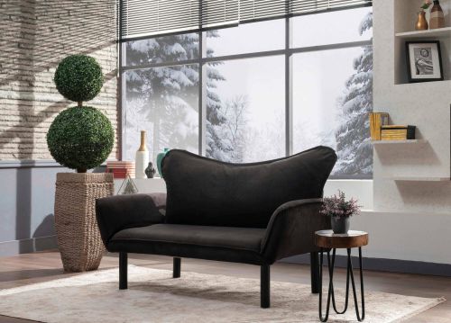 Divano letto 2 posti Aquilonis, Sofà trasformabile, Divanetto per ospiti, Poltrona letto contenitore, 140x65 h70 cm, Nero