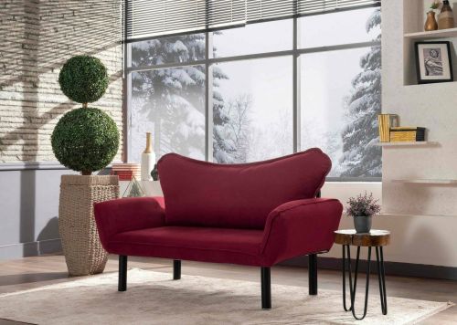 Divano letto 2 posti Aquilonis, Sofà trasformabile, Divanetto per ospiti, Poltrona letto contenitore, 140x65 h70 cm, Rosso