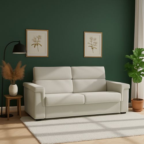 Divano Letto 2 Posti Beige Sfoderabile Contenitore 185x95 cm, di Apertura a Ribalta Made in Italy - Rigolato