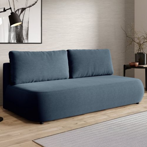 Divano Letto 2 Posti blu Contenitore Cuscini Sfoderabili 210x106 cm, Reclinabile - Brugnato