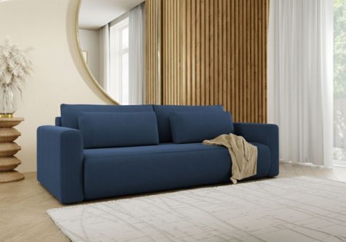 Divano Letto 2 Posti blu Contenitore di Apertura a Libro 240x105 cm, Reclinabile - Erbezzo