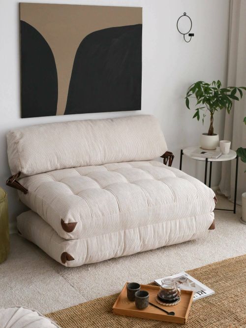 Divano letto 2 posti Dysnomia, Sofà trasformabile, Divanetto per ospiti, Poltrona letto contenitore, 120x75 h79 cm, Bianco